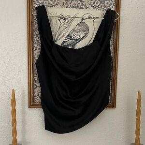 Lush Black Draped Women's Blouse